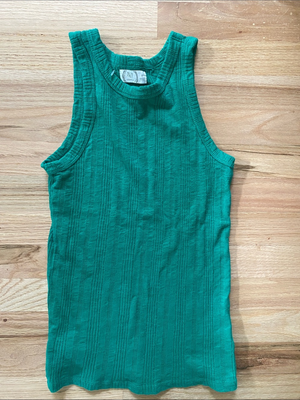 Women's Ribbed Teal Tank Top - Unbranded